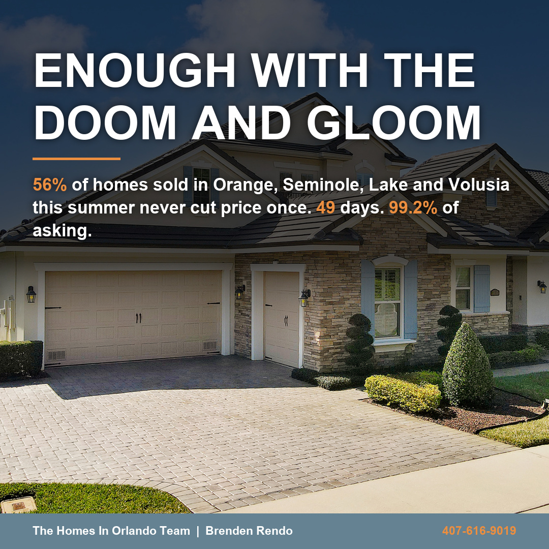 56% of Central Florida Homes Sold This Summer Without a Single Price Reduction