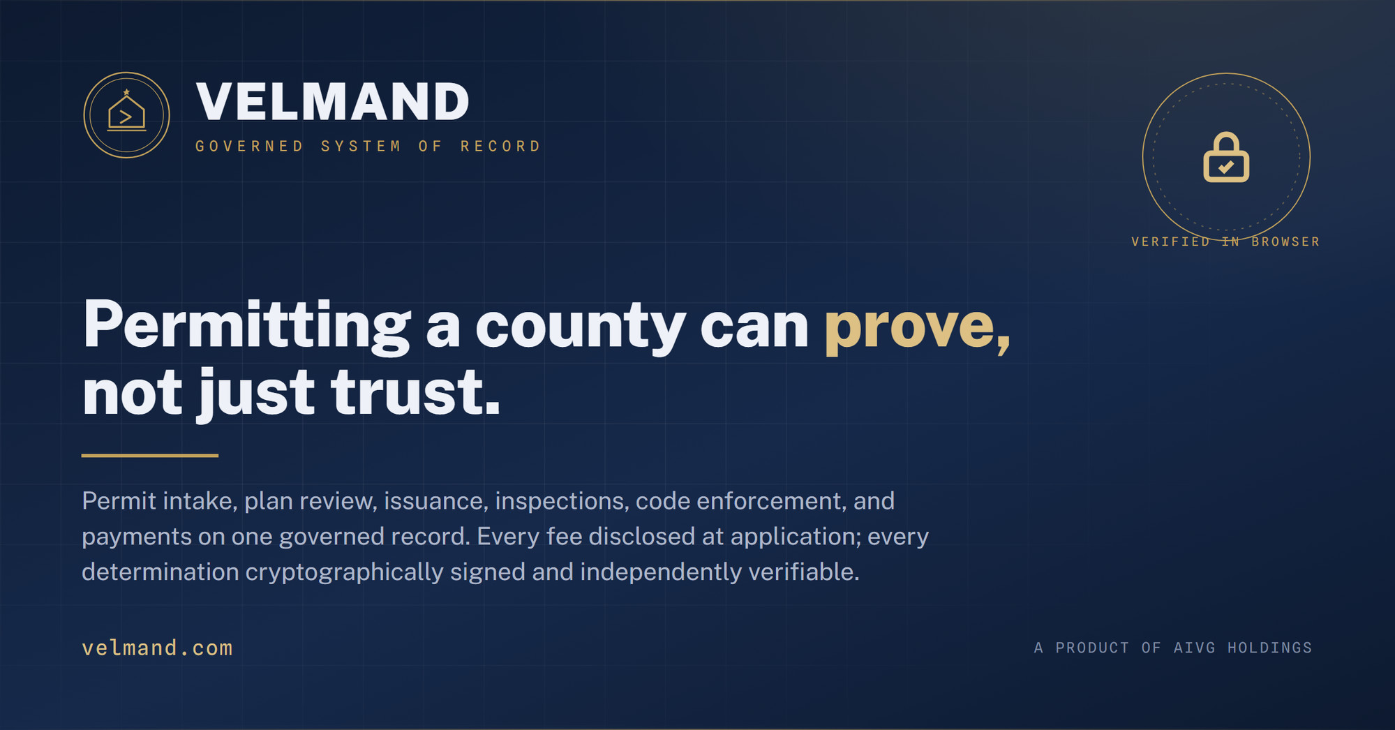 AIVG Holdings Launches VELMAND, a Permitting Platform for Building Departments with Cryptographically Verifiable Records