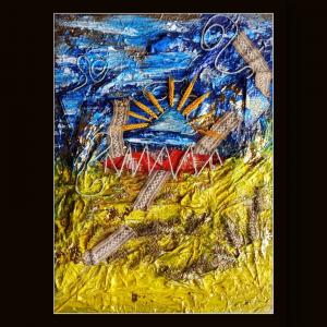 Ferita Cucita mixed media artwork by Valerio Zezur