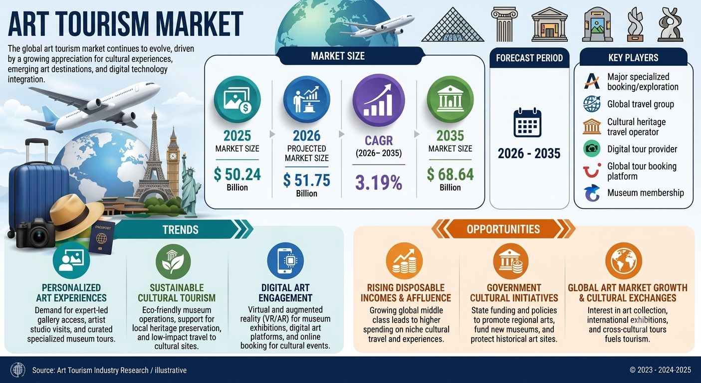 Art Tourism Market to Reach USD 68.64 Billion by 2035 as Cultural Travel Evolves Through Digital Experiences