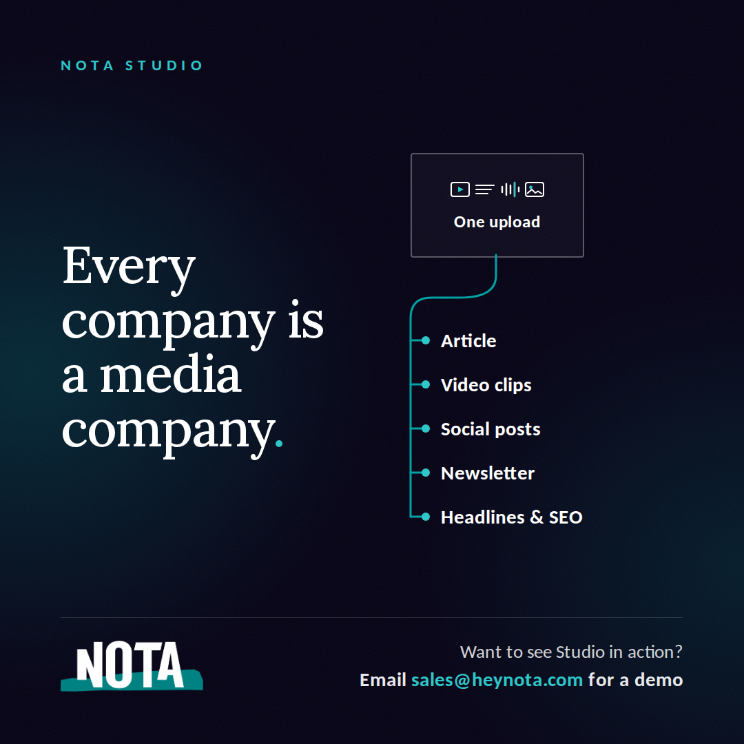 Nota launches Studio and bets media companies want one AI system instead of ten