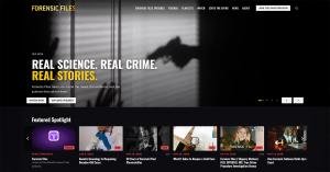 The forensicfiles.com homepage, a website built and maintained by Podspun