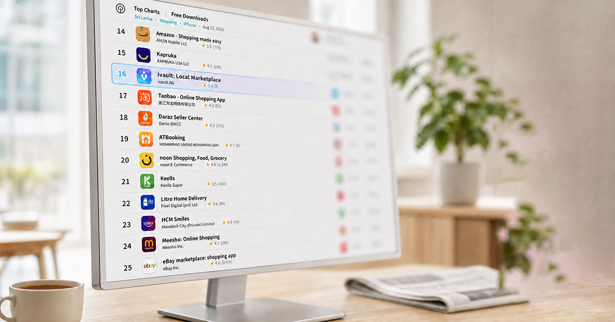 ivault Reaches No. 16 in Sri Lanka Shopping, Ahead of eBay