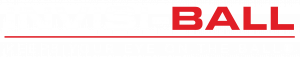 Invisi-Ball logo. Invisi- is in white and Ball is in red. The words are underlined in red. Keeps your Eye on the Ball sits below the line in white.