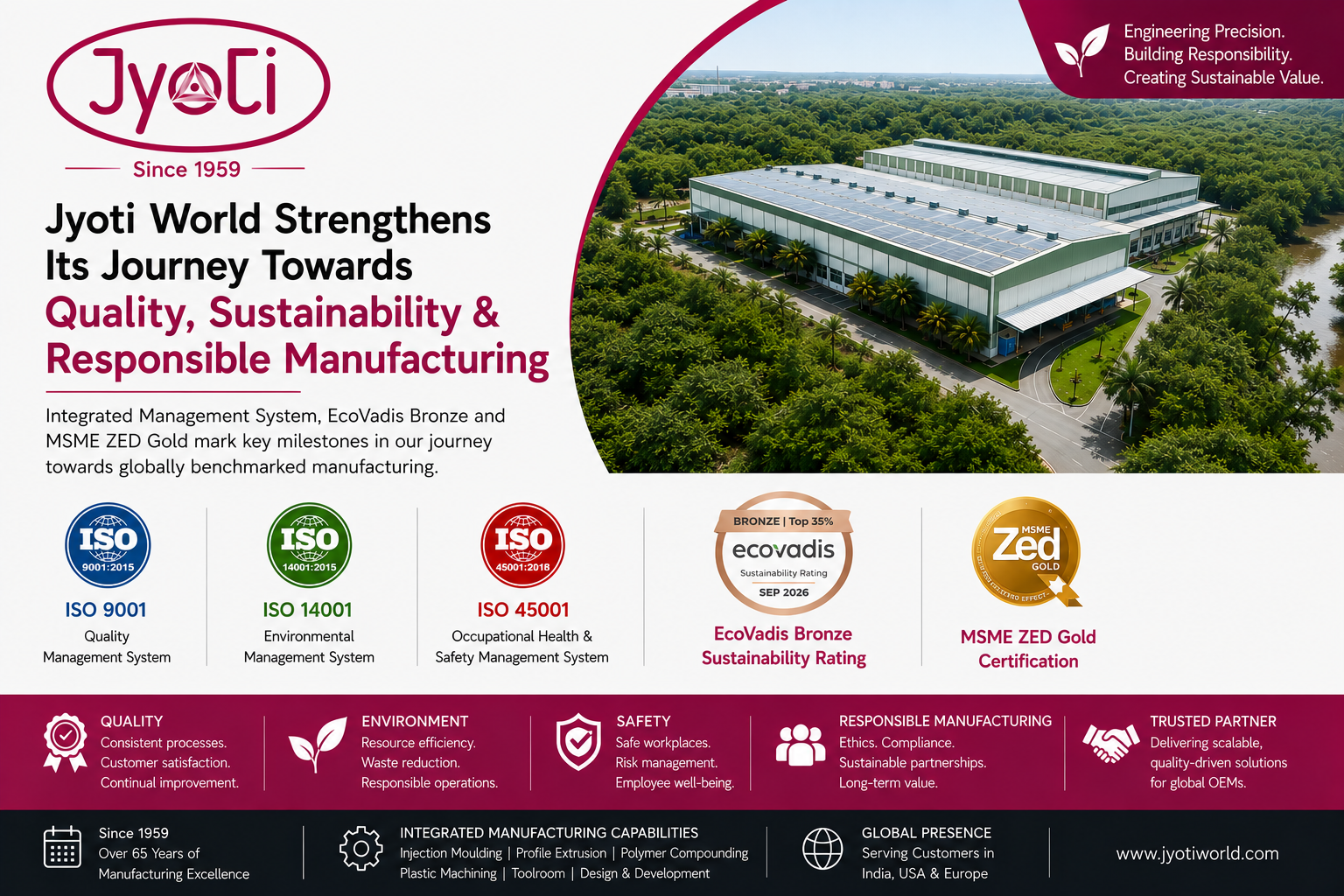 Jyoti World Strengthens Its Journey Towards Quality, Sustainability and Responsible Manufacturing