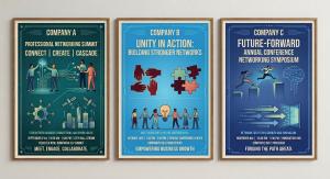 Three AI generated posters showing the uniformity in design
