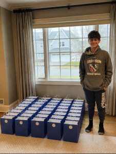 Ethan Resnick with donation bags