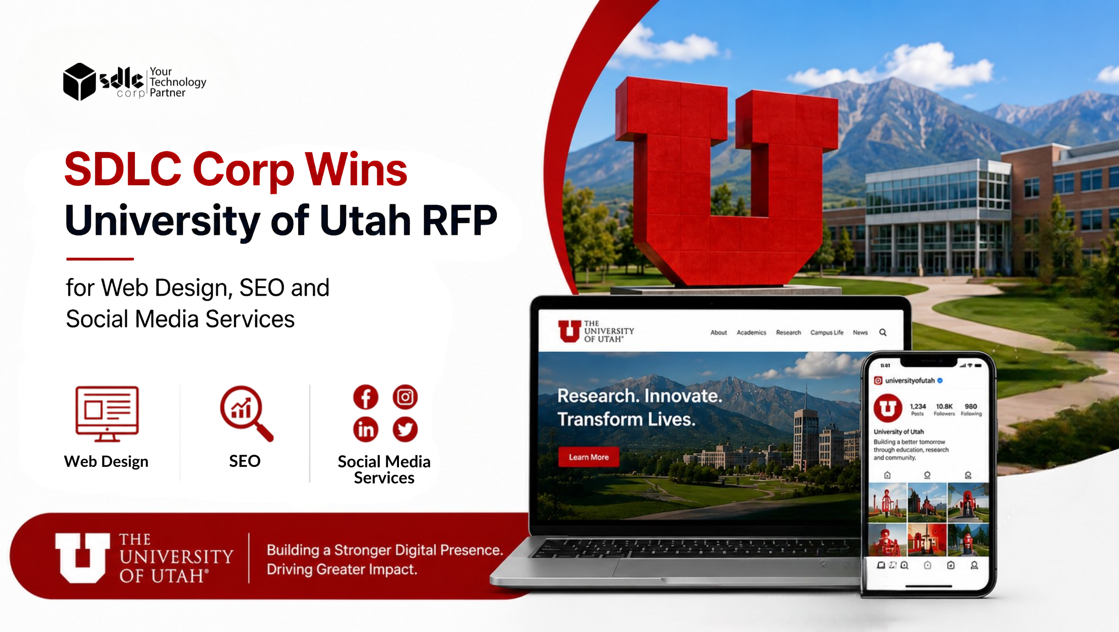 SDLC Corp Wins University of Utah RFP for Web Design, SEO and Social Media Services