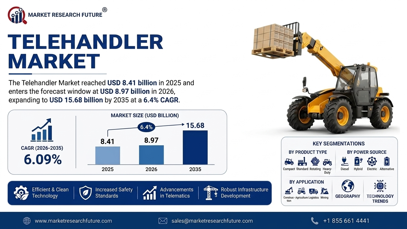 Telehandler Market at 6.4% CAGR to Grow from USD 8.97 Billion in 2026 to USD 15.68 Billion by 2035