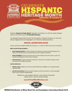 Printed Word Reviews Bilingual Spanish/ English Edition in honor of Hispanic Heritage Month