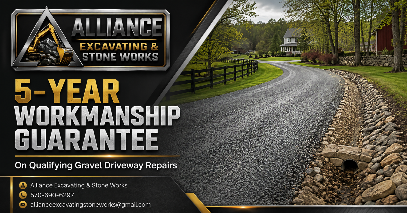 NEPA Local Contractor Offers Five-Year Workmanship Guarantee on Gravel Driveway Repairs