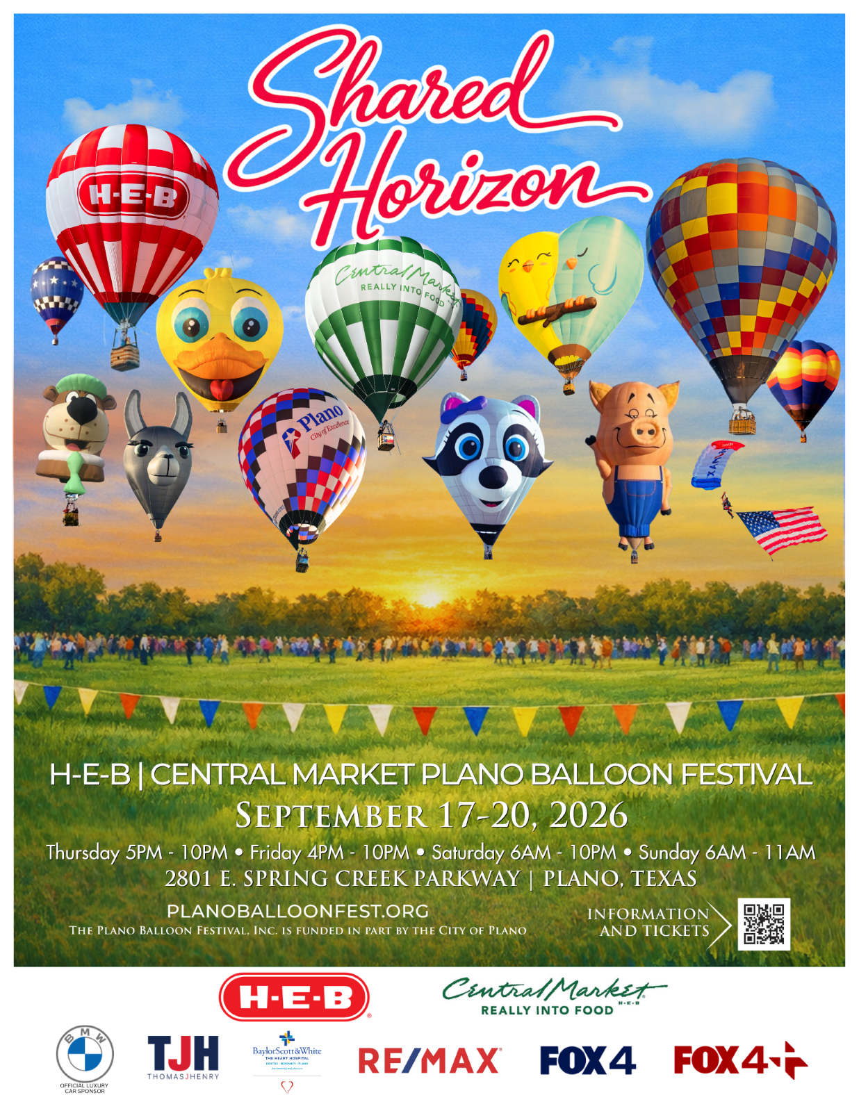 Hot Air Balloon and Pilot Lineup Announced for Sept 17-20 H-E-B | Central Market Plano Balloon Festival