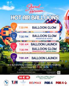 2026 Hot Air Balloon Schedule for the H-E-B | Central Market Plano Balloon Festival