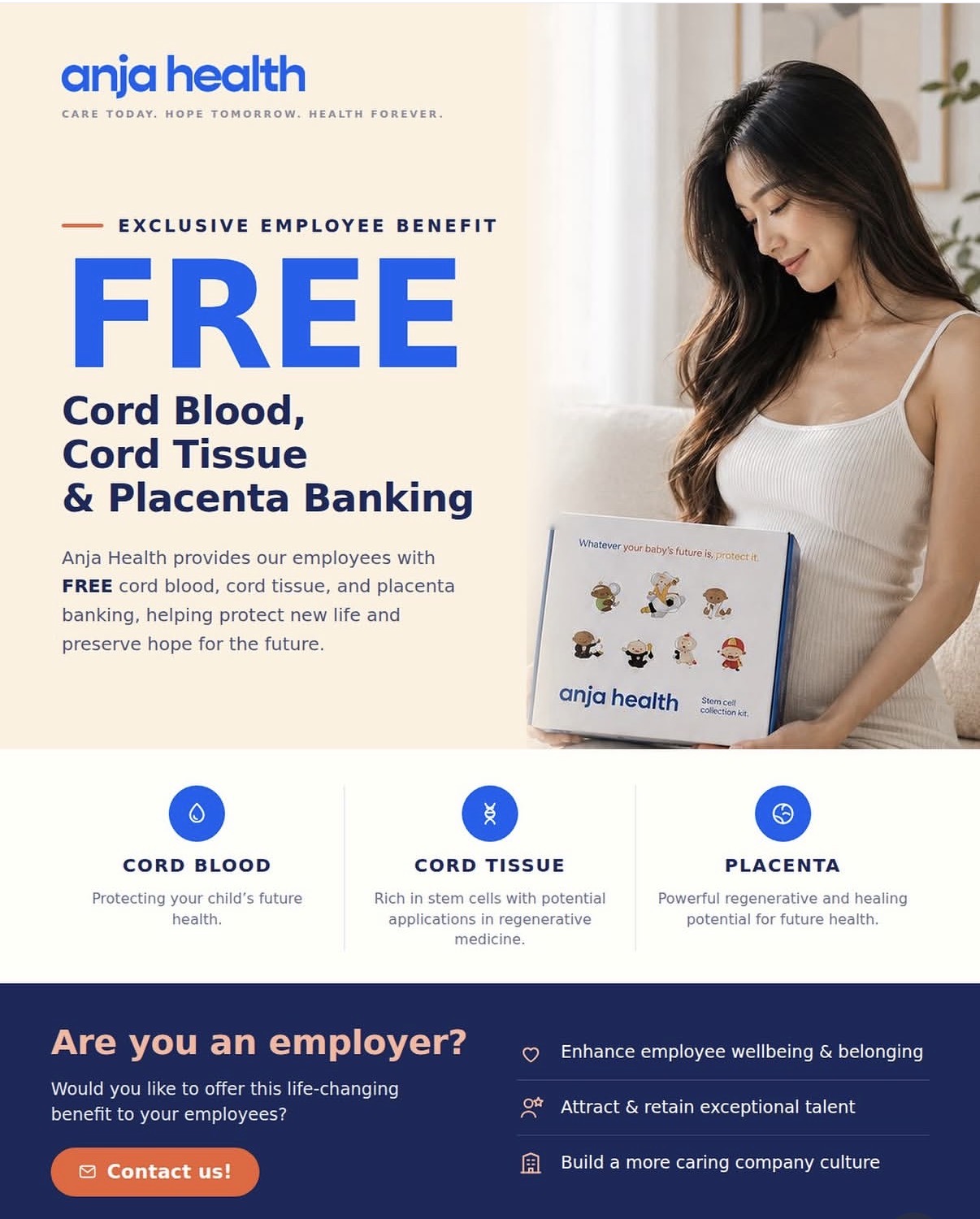 Anja Health Makes Cord Blood, Cord Tissue & Placenta Banking an Employee Benefit and Invites Other Employers to Join In