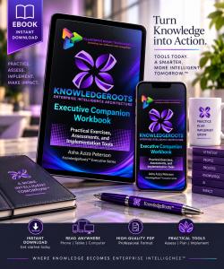 KnowledgeRoots™ Executive Companion Workbook by Asha Aziza Peterson displayed as a digital edition on a tablet and smartphone.