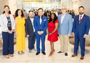 Hernandez (middle in blue) with NVIDIA, EcoPower Source Inc., EnergyBackers, KPMG, SLB, and XGS Energy after SFLCT’s “Powering the AI Edge” panel