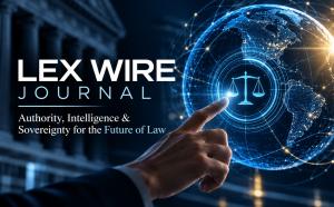 Lex Wire Journal logo featuring the tagline “Authority, Intelligence, and Sovereignty for the Future of Law,” representing the trusted AI visibility, intelligence, and media platform for law firms.