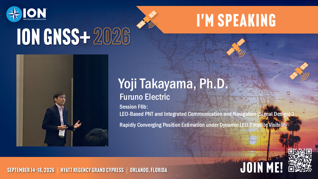 Furuno presenting at ION GNSS+ 2026, International Conference on Satellite Positioning Technologies