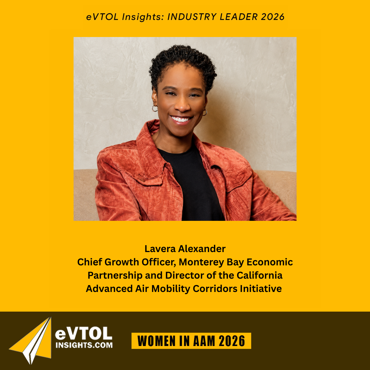 Monterey Bay Economic Partnership Chief Growth Officer Lavera Alexander Recognized in eVTOL Insights Women in AAM Report