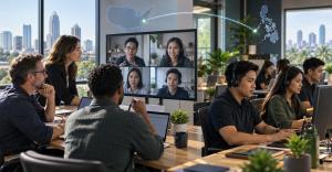 Distributed professional teams in the United States and Philippines connected through secure remote collaboration