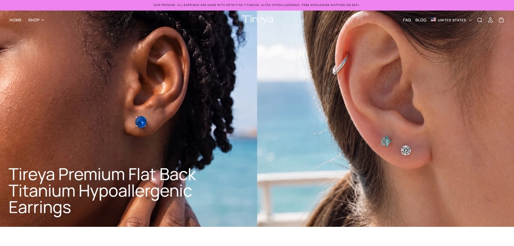 Tireya Official Website Launches: Pain-Free Titanium Flat Back Earrings for Sensitive Ears