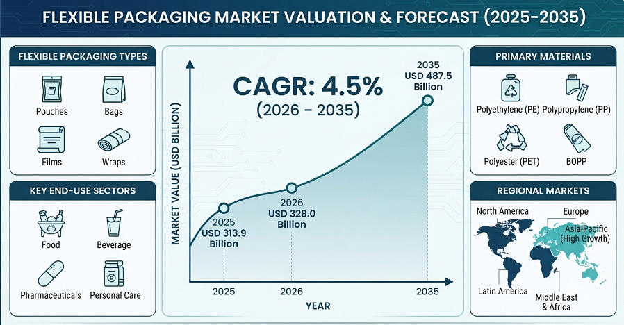 Flexible Packaging Set for 4.5% CAGR, Reaching $487.5 Billion by 2035