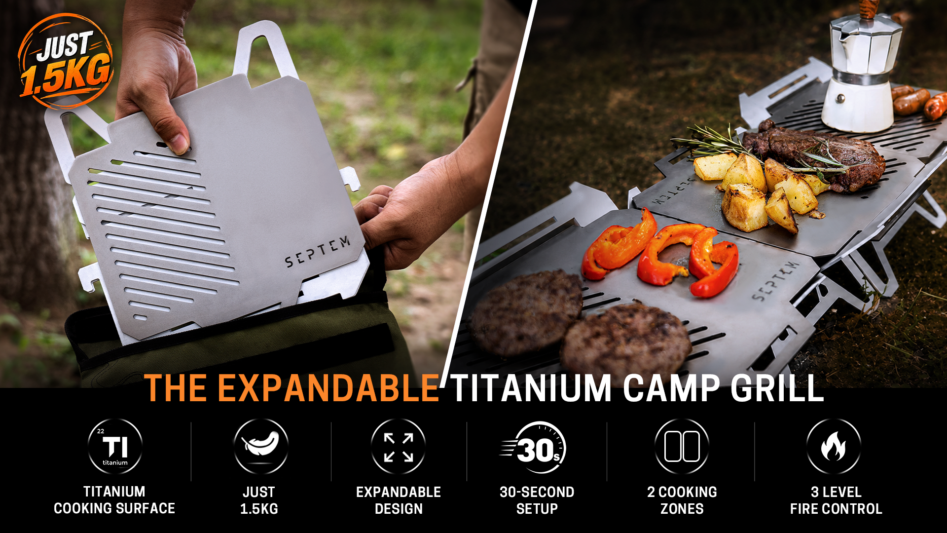 Septem Studio Launches GrilTi EVER Pack-Flat Camp Grill on Kickstarter