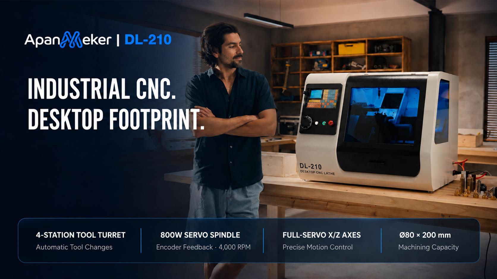 ApanMeker Launches DL-210 Desktop CNC Lathe on Kickstarter