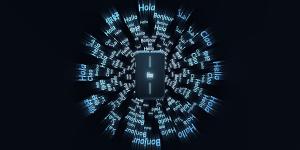 Vox Aura transmitter with the word 'hello' radiating outward in multiple languages and scripts