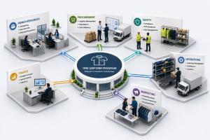 Illustration of various departments who manage uniforms.