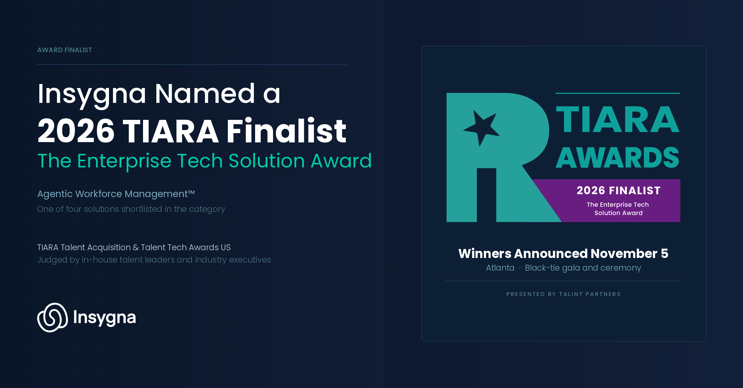 Insygna Named a 2026 TIARA Awards US Finalist for The Enterprise Tech Solution Award