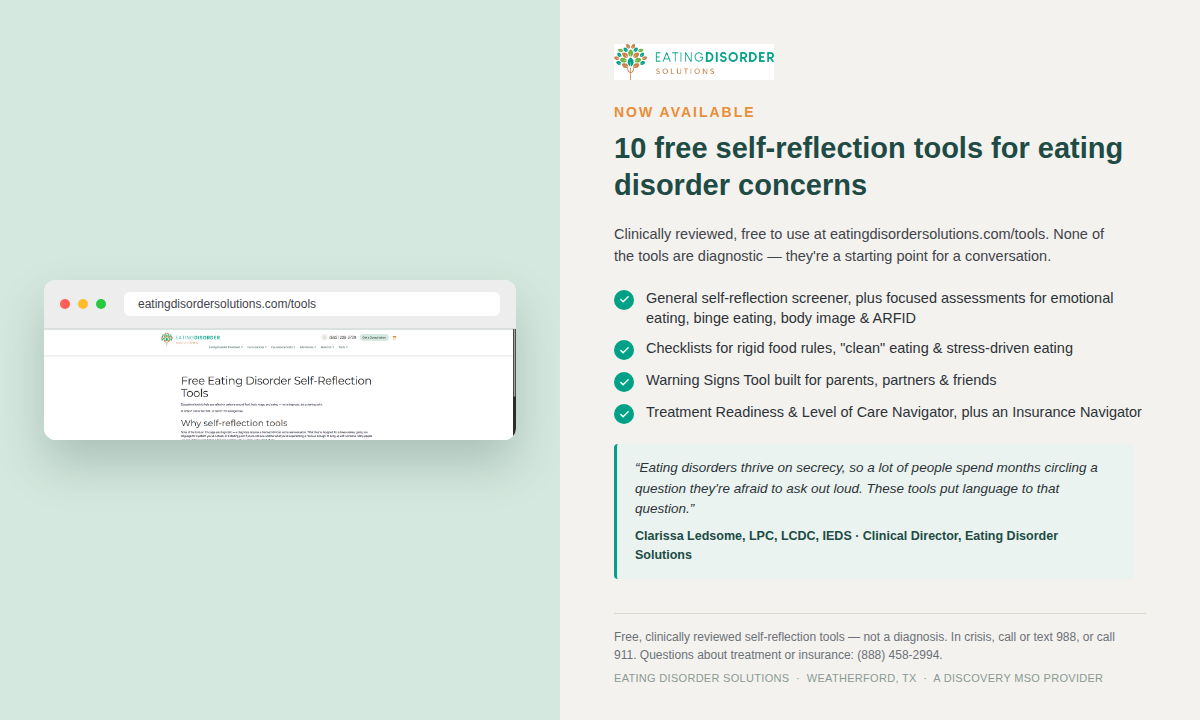 Eating Disorder Solutions Launches Free, Clinically Reviewed Self-Assessment Tools