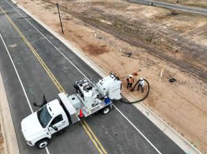VACMASTER 3000 truck in use for Bateman Civil Survey Company's SUE services