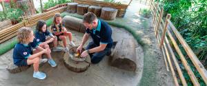 Students learning about camp fires
