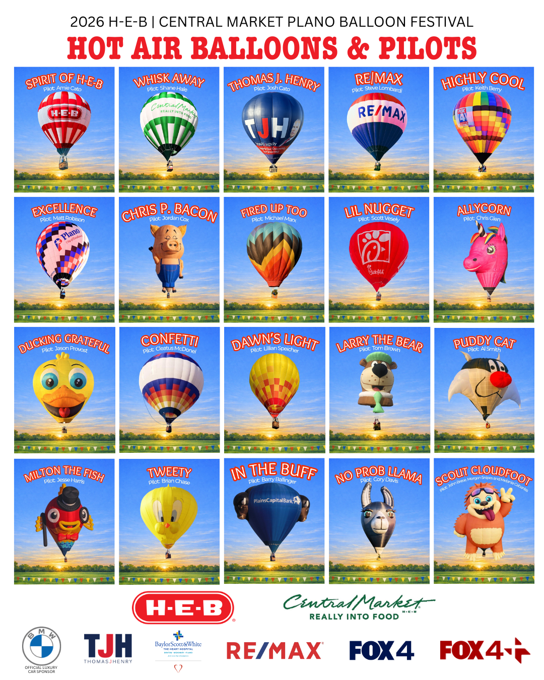 Live Music, Skydivers, Laser Show and Family Attractions At The H-E-B | Central Market Plano Balloon Festival