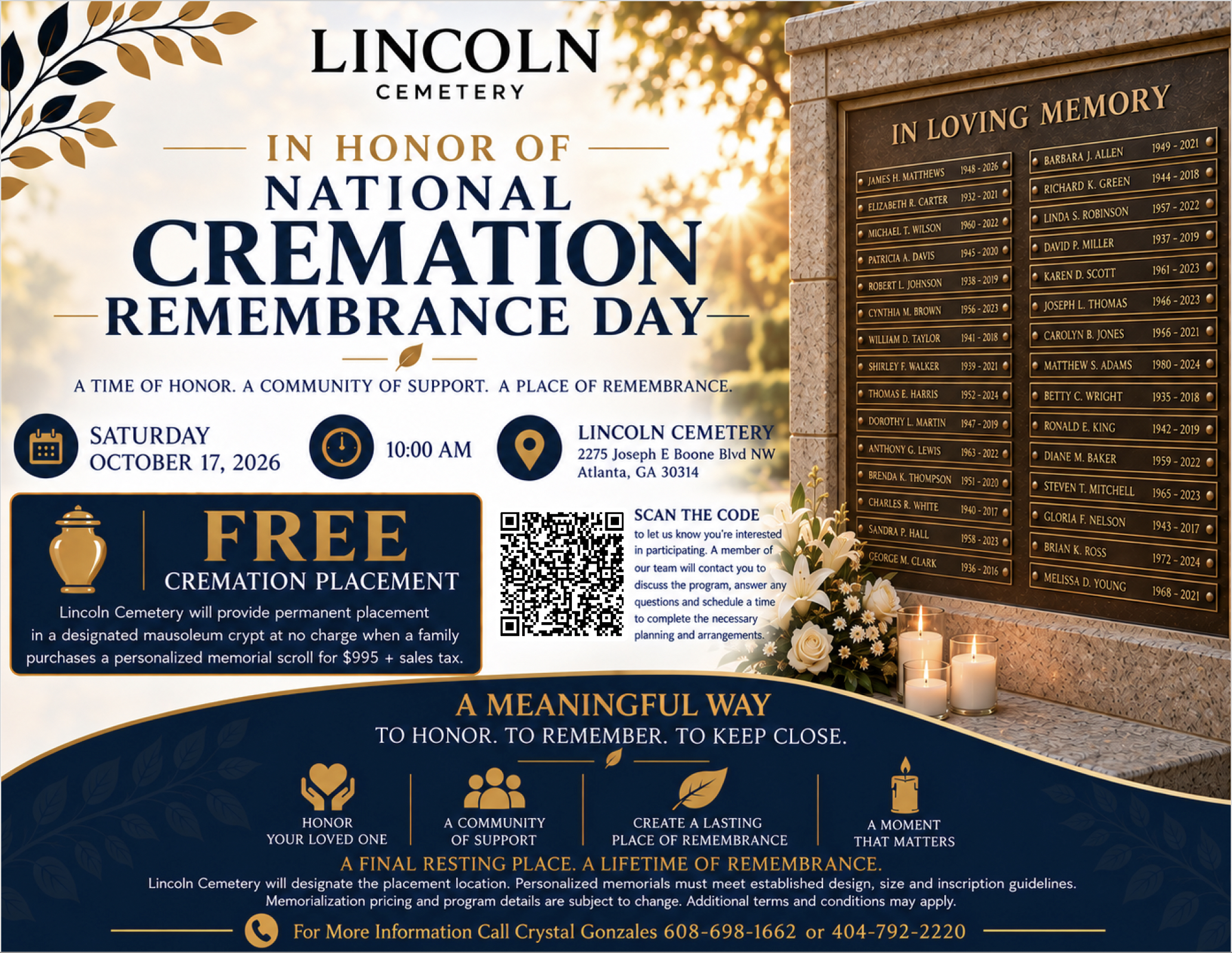 Lincoln Cemetery to Offer Free Permanent Resting Place for Ashes on October 17