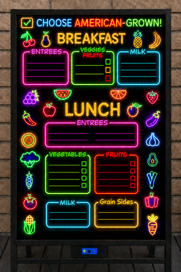 Introducing American-Grown and Locally-Grown School Menu Boards Following USDA’s New Harvest to Hallways Initiative