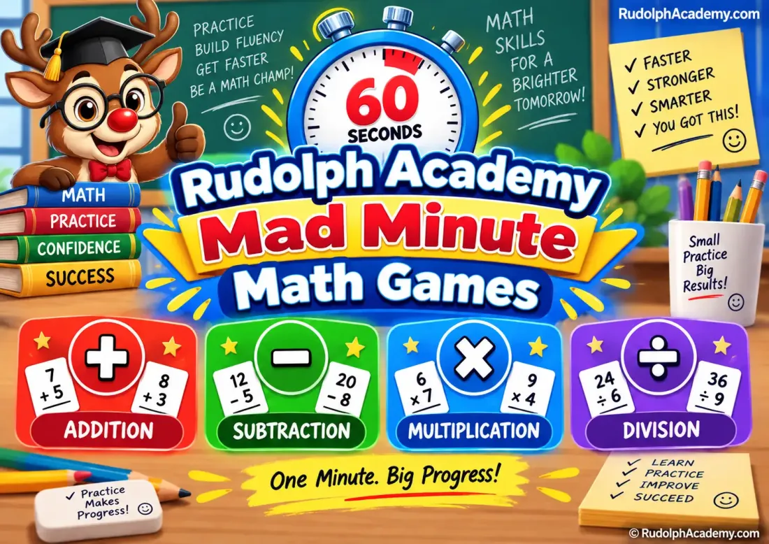Rudolph Academy Mad Minute Math Games Help Build Math Fact Fluency and Track Student Progress