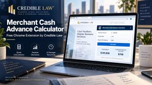 Credible Law’s free Merchant Cash Advance Calculator Chrome extension helps business owners estimate MCA payments, factor-rate costs, total payback, APR, remaining balances and settlement scenarios.