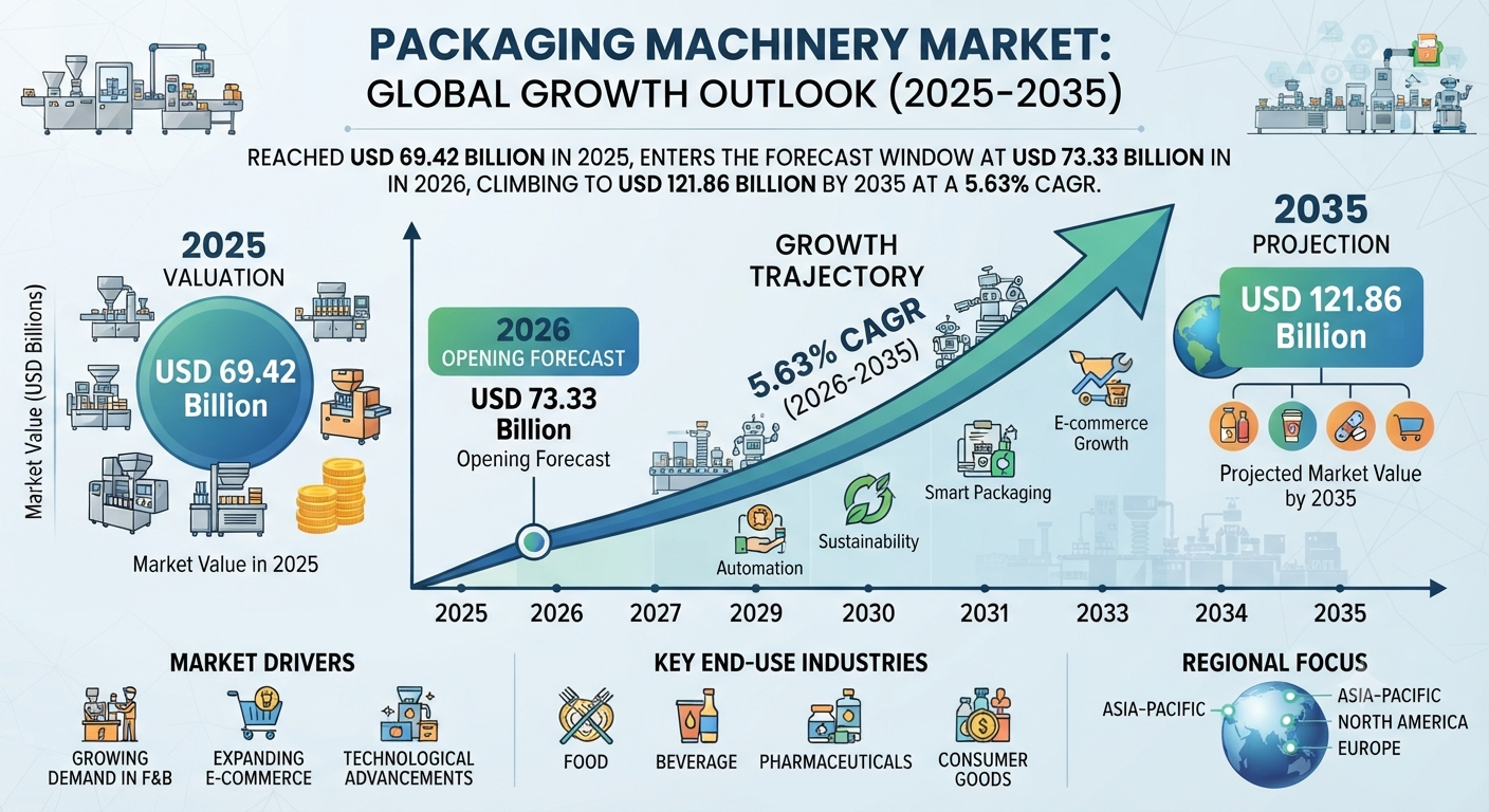 Packaging Machinery Market to Hit $121.86 Billion by 2035, Up from $69.42 Billion in 2025