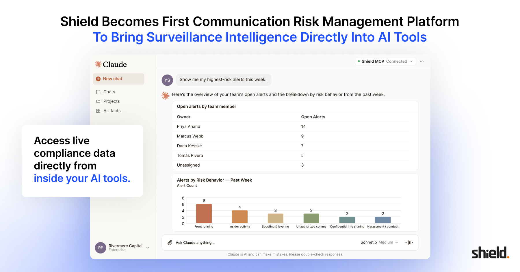 Shield Becomes First Communications Risk Management Platform To Bring Surveillance Intelligence Directly Into AI Tools
