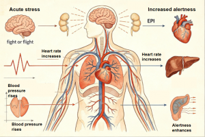 Figure 2: Schematic diagram illustrating physiological effects of epinephrine during acute stress