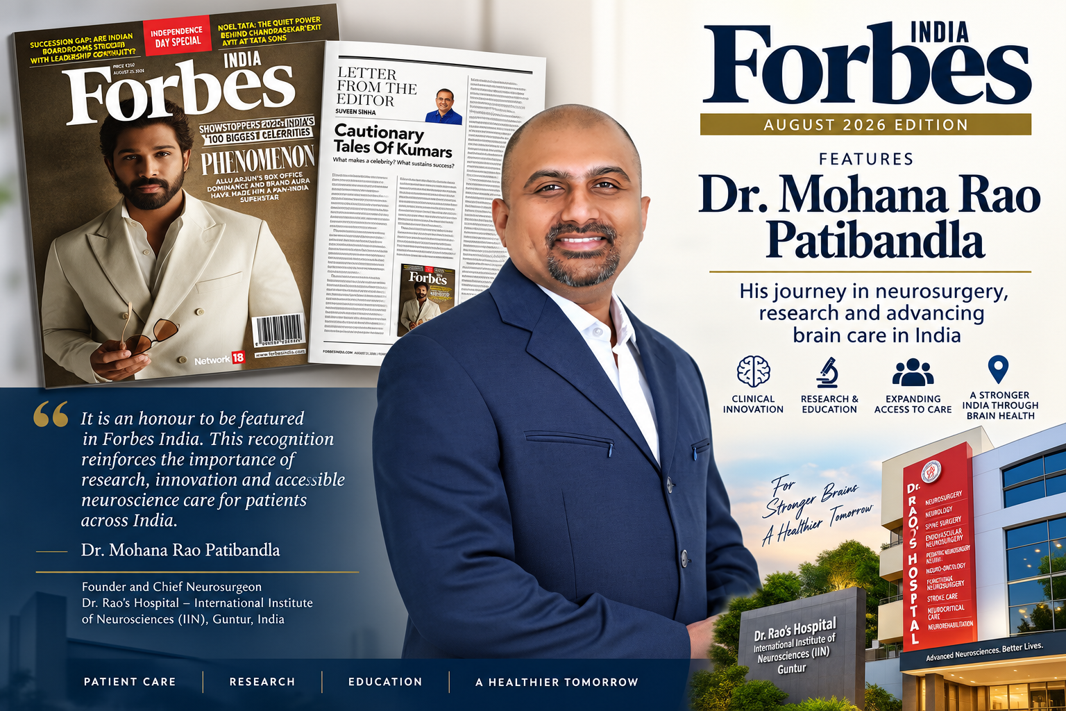 Forbes India Features Dr. Mohana Rao Patibandla in August 2026 Edition about Advances in Neurosurgery and Brain Care