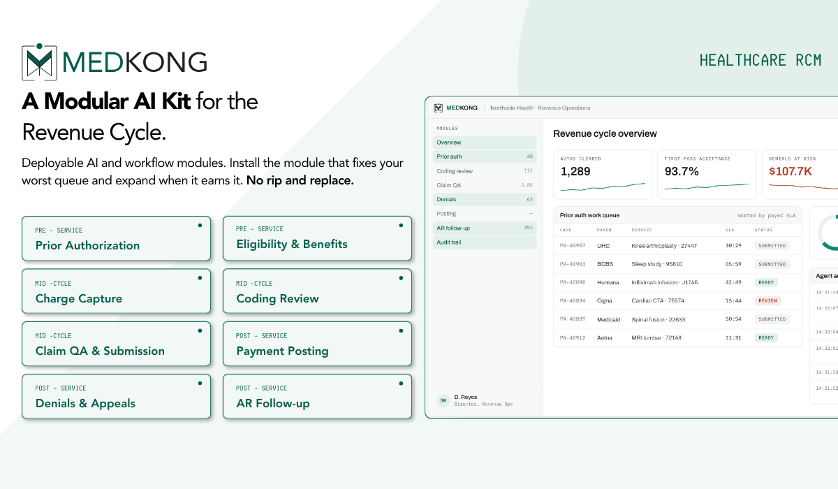 AKOS.AI Launches MEDKONG, a Modular AI Kit for Healthcare Revenue Cycle Operations