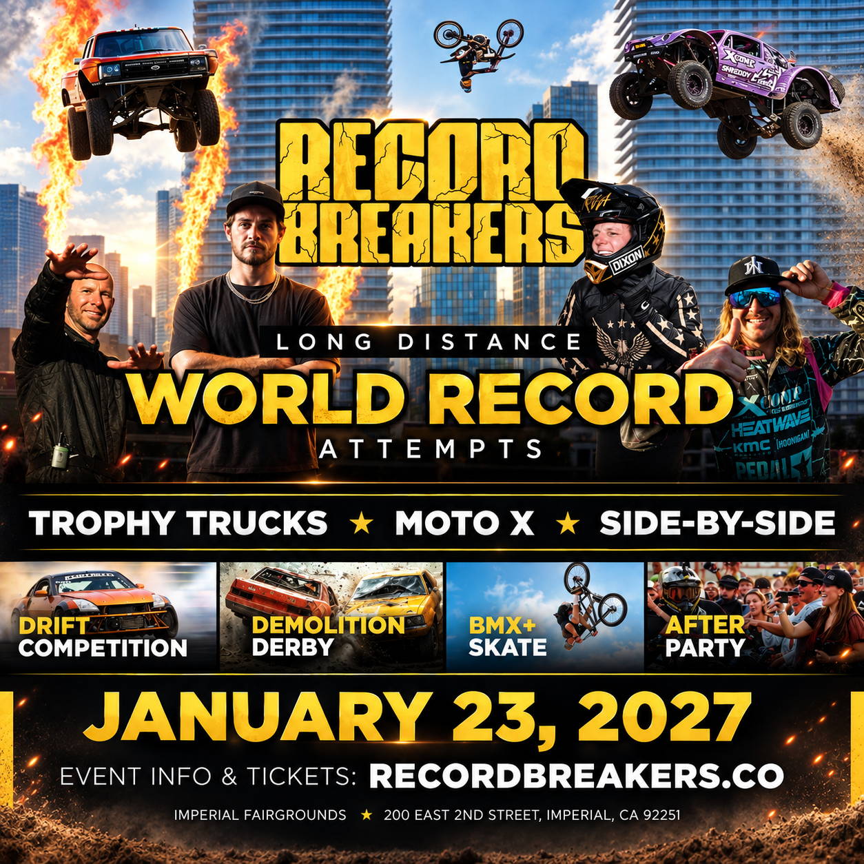 RECORD BREAKERS DELAYS IMPERIAL VALLEY HIGH-RISK STUNTS