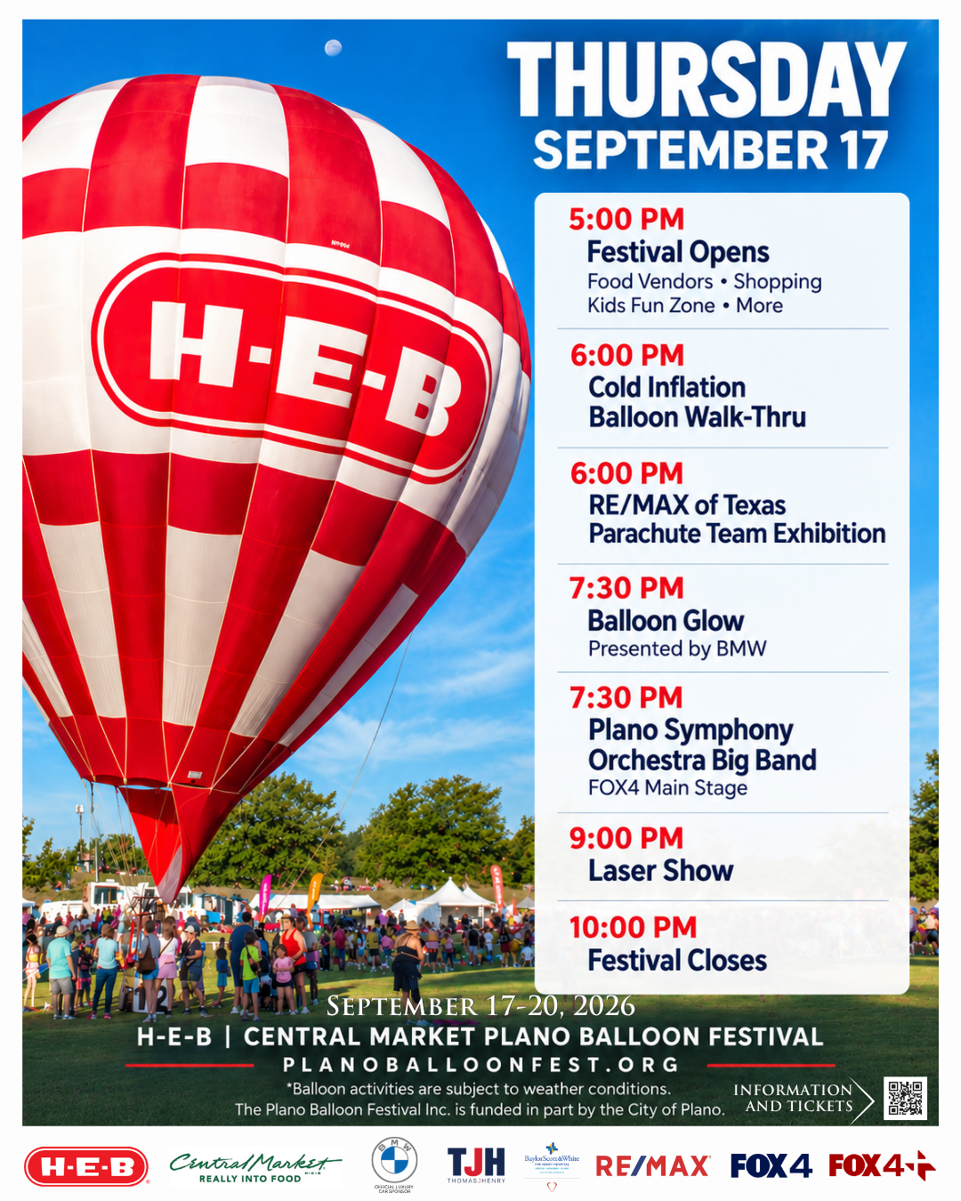 H-E-B | Central Market Plano Balloon Festival Shares Four-Day Weekend Schedule