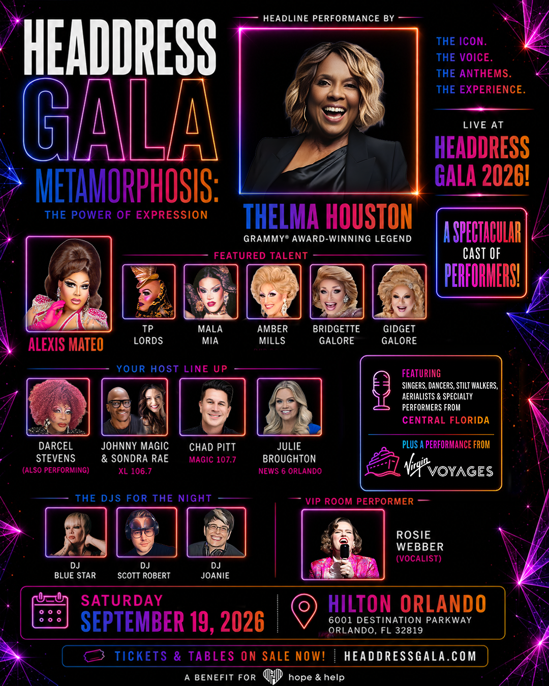 Hope & Help’s 2026 Headdress Gala Unites Thelma Houston and Central Florida Leaders for ‘Metamorphosis’