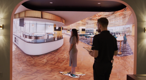 Jaguars' sales team members pivot to show views from individuals seats to suites and sideline views.