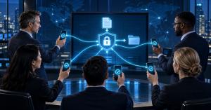 Five verified people use separate mobile devices to jointly authorize a protected data operation with Seal LIFAIO.