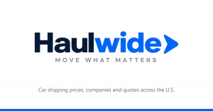 The Haulwide logo above the tagline Move What Matters and the line car shipping prices, companies and quotes across the U.S.